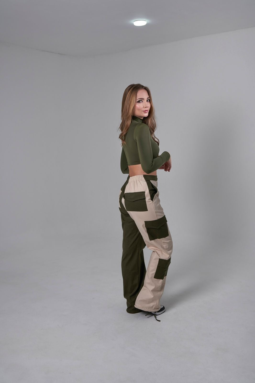 Pantalon Julieta Crema y Verde